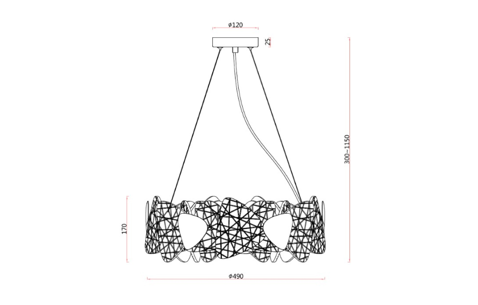 Люстры - изображение №4 "Подвесная люстра Krakle D490*H300/1150 6*G9*40W"  на www.Angstrem-mebel.ru