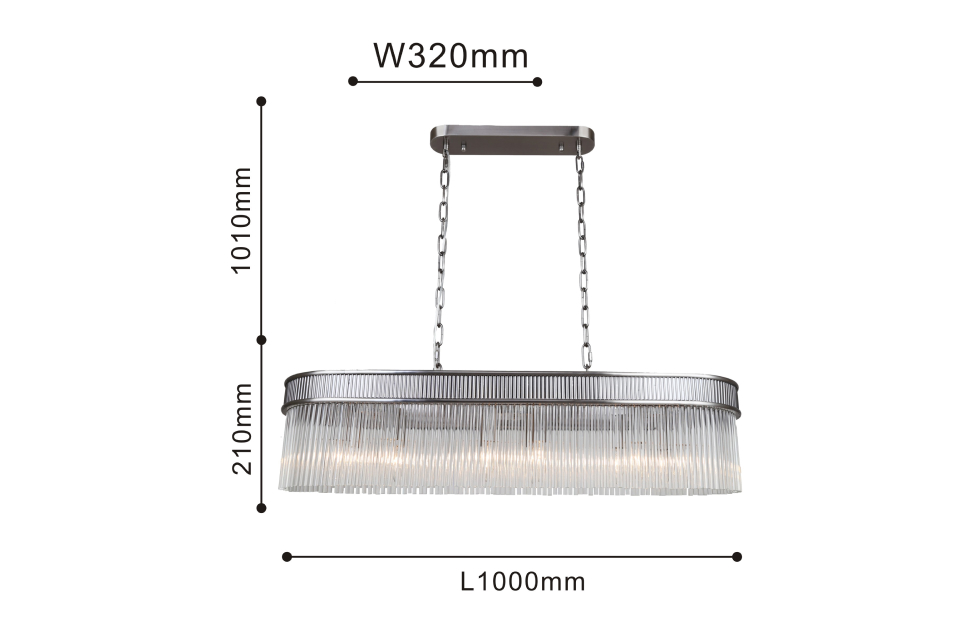 Люстры - изображение №3 "Подвесная люстра Turris (никель) L1000*W320*H380/1220 12*E14*40W"  на www.Angstrem-mebel.ru