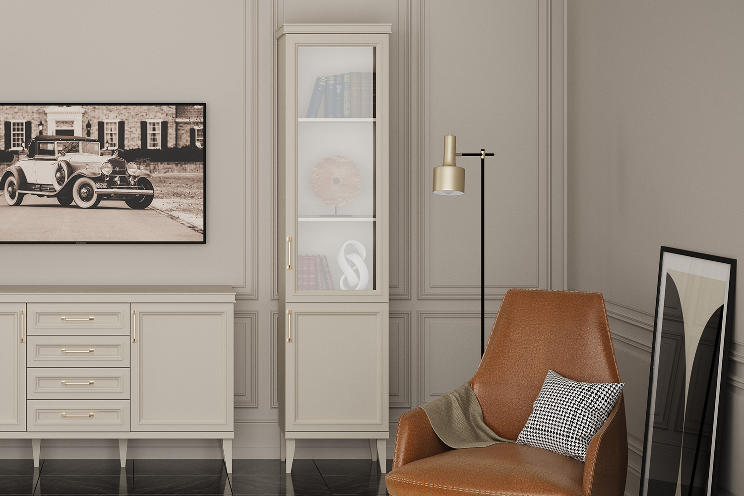 Шкафы-витрины - изображение №4 "Шкаф Орландо с полками ОР-004.00 (1 комплект) ЛДСП"  на www.Angstrem-mebel.ru