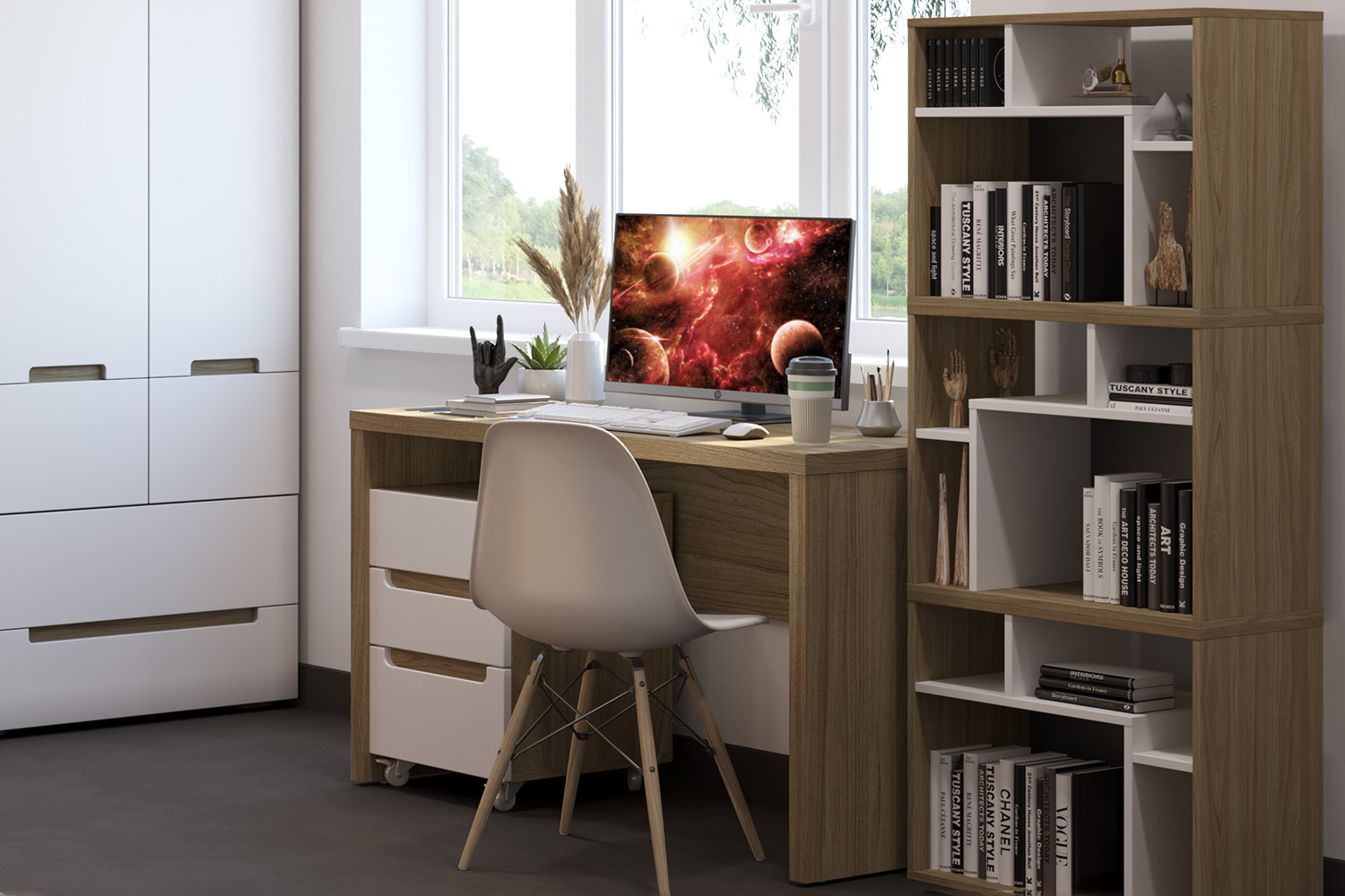 Стеллажи - изображение №4 "Стеллаж Анри с полками (левый)"  на www.Angstrem-mebel.ru