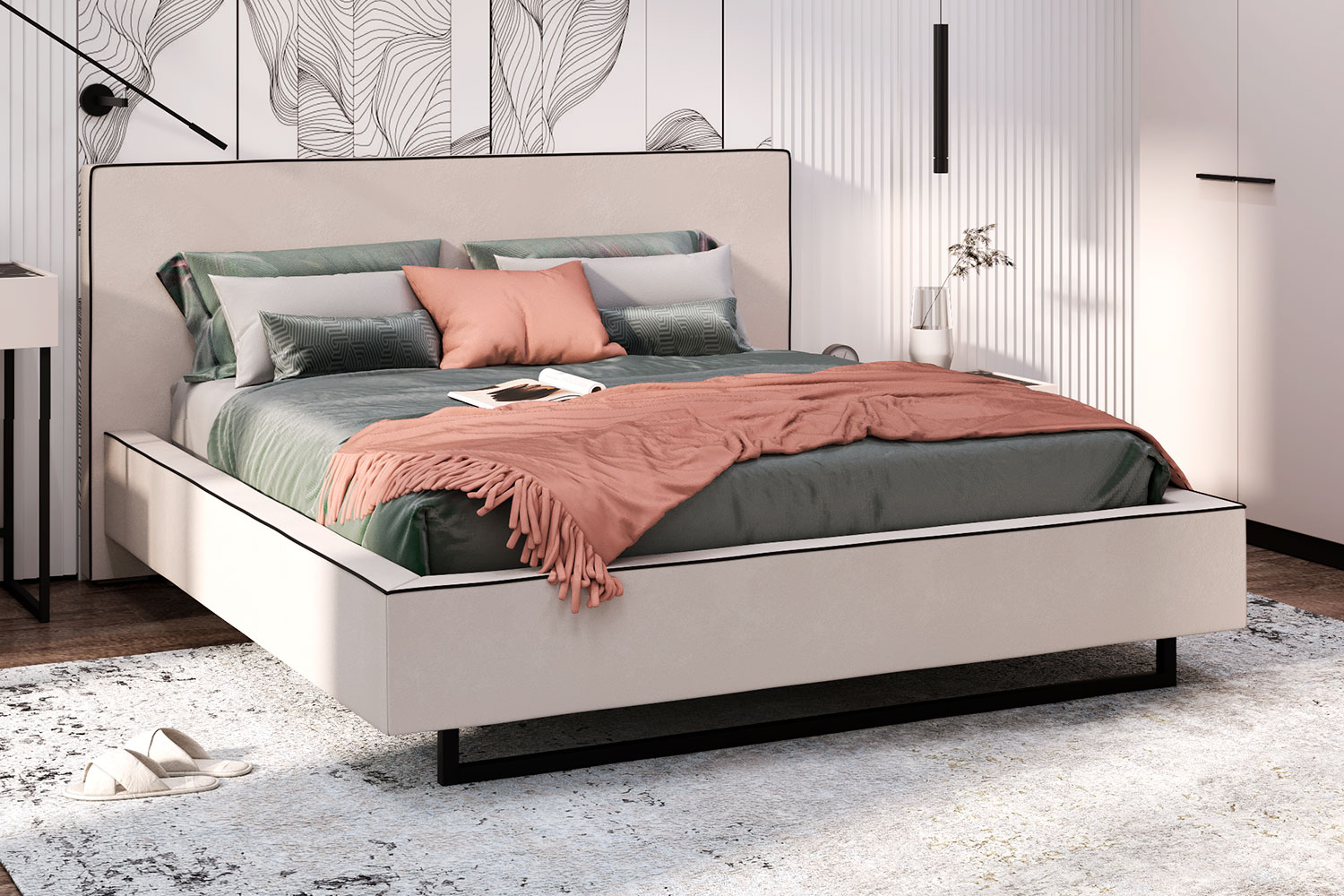 Двуспальные кровати - изображение №3 "Мягкая кровать Малага 160 х 200 см"  на www.Angstrem-mebel.ru