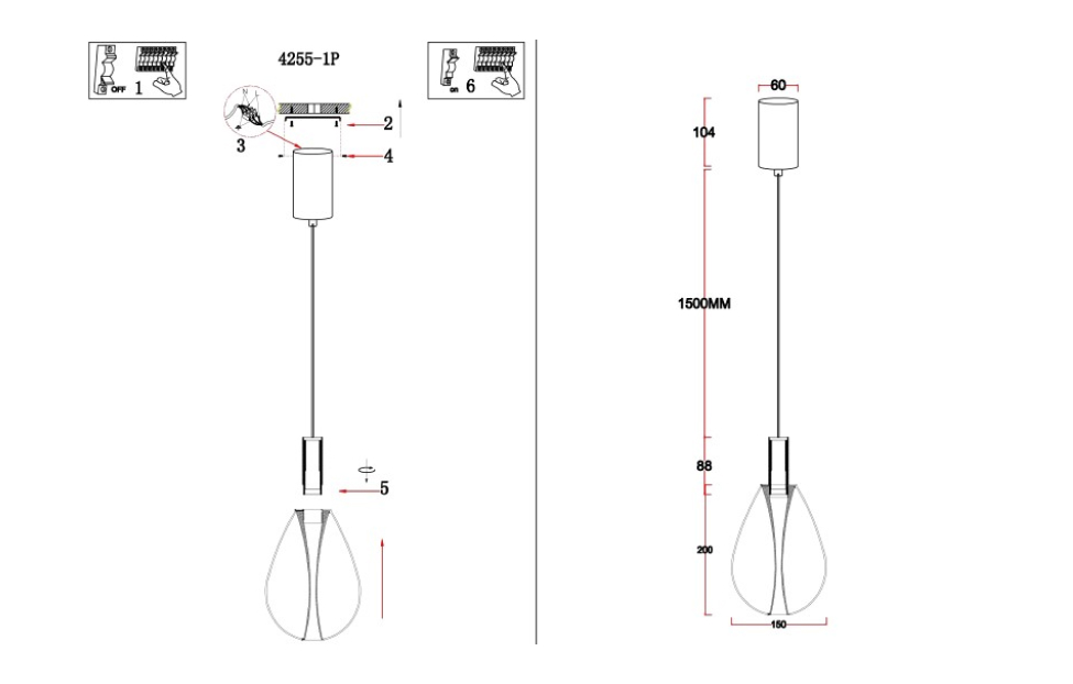 Подвесы - изображение №4 "Подвес Hopper (прозрачный) D150*H390/1890 LED*4.3W"  на www.Angstrem-mebel.ru