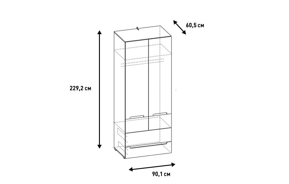 Комбинированные шкафы - изображение №4 "Шкаф для одежды и белья Анри"  на www.Angstrem-mebel.ru