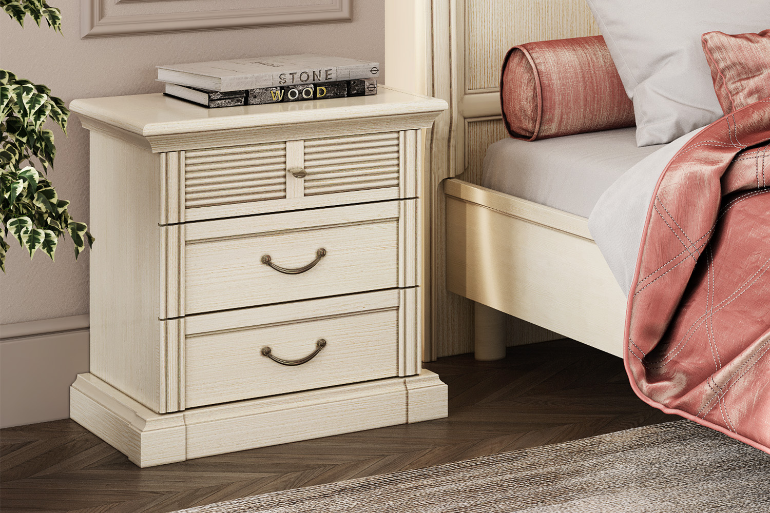 Прикроватные тумбы - изображение №3 "Прикроватная Тумба Изотта с выдвижными ящиками"  на www.Angstrem-mebel.ru
