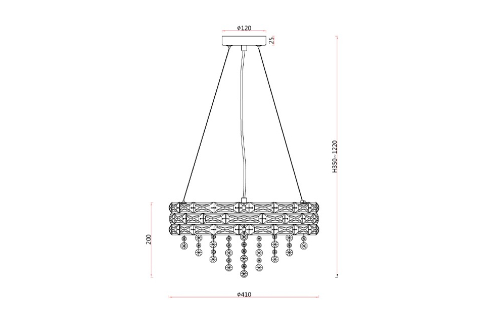 Люстры - изображение №6 "Подвесная люстра Icicle (хром) D410*H350/1220 6*G9*40W"  на www.Angstrem-mebel.ru