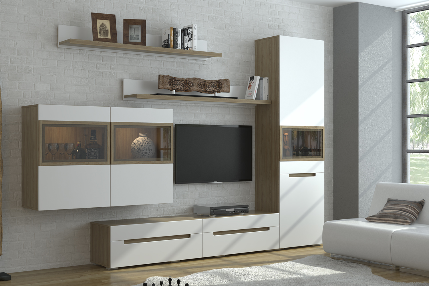 Полки - изображение №5 "Полка Анри АН-025.02 / Д1W, Швейцарский вяз"  на www.Angstrem-mebel.ru